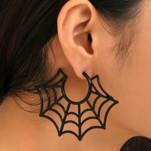 Black Spider Web Earrings Halloween
